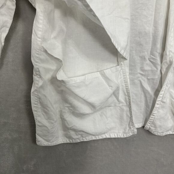 White Linen Top Boxy Lagenlook Artsy Artist Quiet Luxury Women’s 12 Vintage - Picture 3 of 15